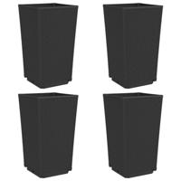 Plantenbakken 4 st 32,5x32,5x57 cm polypropeen zwart - thumbnail