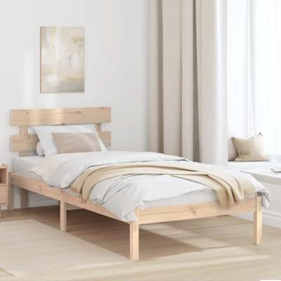 Bedframe met hoofdeinde Bruin 90 x 190 cm Massief grenenhout