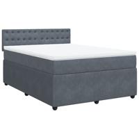 Boxspring met matras fluweel donkergrijs 140x190 cm - thumbnail