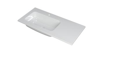 INK Wastafel Faktor polystone links met 1 kraangat 100 cm x 45 cm x 1,5 cm Glans wit 3407015