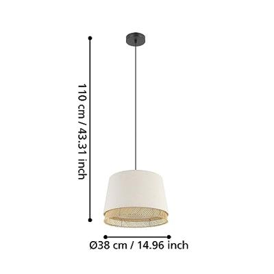 Eglo HanglampTabley Ø 38cm - linnen met rotan - 43975