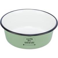 TRIXIE VOERBAK DRINKBAK EMAILLE / RVS GROEN 12X12 CM 300 ML - thumbnail