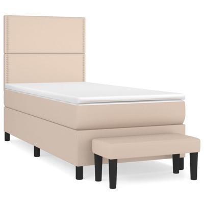 Boxspring met matras kunstleer cappuccinokleurig 180x200 cm - thumbnail