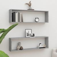 Wandschappen kubus 2 st 100x15x30 cm bewerkt hout grijs sonoma - thumbnail