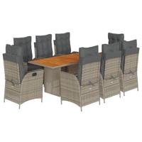 9-delige Tuinset met kussens poly rattan grijs - thumbnail