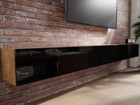 Tv-meubel KINGSTON 2 klapdeuren 280 cm gouden eik/hoogglans zwart - thumbnail