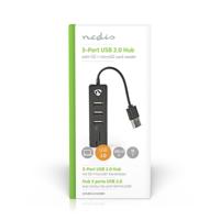 NEDIS 3-poorts USB 2.0 Hub met SD & Micro SD-kaartlezer, zwart - thumbnail