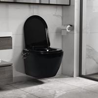 Hangend toilet randloos met bidetfunctie keramiek zwart - thumbnail