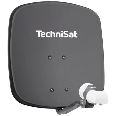 TechniSat DIGIDISH 45 - Satellietschotel voor 2 deelnemers (45 cm klein satellietsysteem - complete set met muurbeugel en universele dubbele LNB) grijs