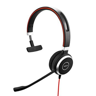 Jabra Evolve 40 MS Mono Headset – Microsoft Teams-gecertificeerde Koptelefoon voor VoIP Softphone met Passieve Noise Cancelling – USB-C Kabel met Controller – zwart