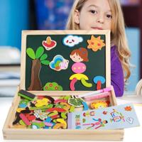 Kinderen Voorschoolse Speelgoed Multifunctionele Puzzel Dubbelzijdige Magnetic Fun Drawing Board - thumbnail