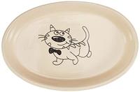 Nobby Katten keramische schaal ovaal, crème/beige, 17 x 11 x 2,5 cm - thumbnail