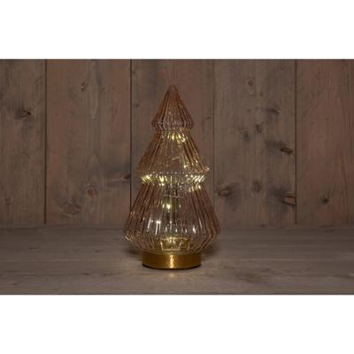 B.O.T. Tree Glass 15X28,5 cm Pink With Golden Base 10Led kerstverlichting Anna's Collection - Annas collection