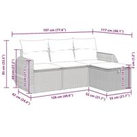 4-delige Loungeset met kussens poly rattan zwart - thumbnail