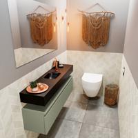 Mondiaz Andor toiletmeubel 120cm army met zwarte wastafel midden met kraangat - thumbnail