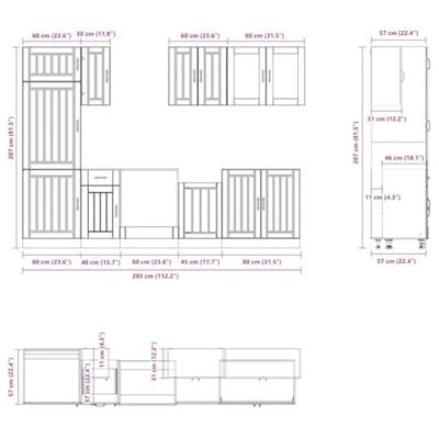 8-delige Keukenkastenset Lucca bewerkt hout wit