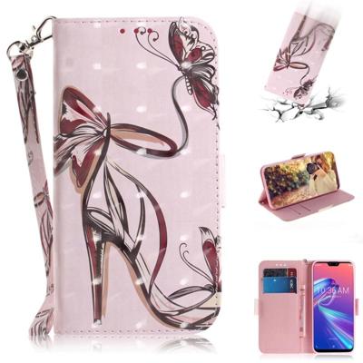 3D gekleurde tekening Butterfly hoge hakken schoenen patroon horizontale Flip lederen case voor ASUS Zenfone Max Pro (m2) ZB631KL met houder & kaarts 3D gekleurde tekening Butterfly hoge hakken schoenen patroon horizontale Flip lederen case voor ASUS Zenfone Max Pro (m2) ZB631KL met houder & kaarts