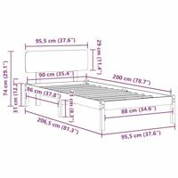 Bedframe met hoofdeinde Naturel 90 x 200 cm Massief grenenhout - thumbnail