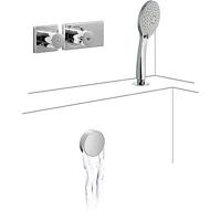 TRES Exclusive thermostatische inbouw badkraan met vulcombinatie en handdouche 20735207 - thumbnail