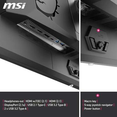 MSI, MPG 322URXDE QD-OLED, 32-inch, 4K UHD, 3840x2160, OLED-monitor, 240Hz, 0,03ms, DisplayHDR True Black 400, G-SYNC compatibel, HDMI 2.1, DP 2.1a, USB C (98W PD), in hoogte verstelbaar, zwart