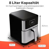 Profi Cook PC-FR 1269 H Airfryer 8 l 1800 W RVS, Zwart - thumbnail