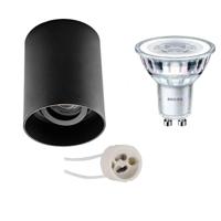 Philips Opbouwspot Set GU10 Mat Zwart - Kantelbaar Ø90mm 4.6W 4000K - thumbnail