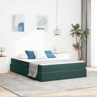 Opbergbed met matras Donkergroen 140 x 200 cm Fluweel - thumbnail
