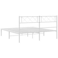 Bedframe met hoofdbord metaal wit 120x200 cm - thumbnail