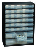 Raaco Opbergbakstelling voor klein materiaal | B306xD150xH420 mm staalplaat | 34 laden polypropyleen | zwart/transparant | 1 stuk - 132091 CABINET C - thumbnail