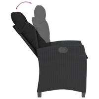 Tuinstoel verstelbaar met kussens poly rattan zwart - thumbnail