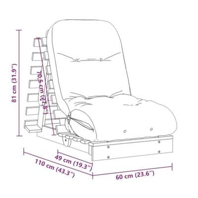 Futon slaapbank met matras 60x206x11 cm massief grenenhout