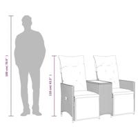 Tuinbank 2-zits verstelbaar met tafel poly rattan zwart - thumbnail