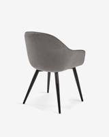 Kave Home Fabia eetkamerstoel grijs velvet - thumbnail