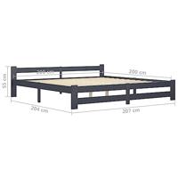 Bedframe massief grenenhout donkergrijs 200x200 cm - thumbnail
