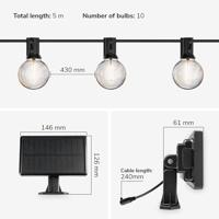 Solar String Light 5m - G40 Filament lampen - 2700K Warm wit - IP44 Waterdicht - 4 Lichtmodi - 300 Lumen - thumbnail