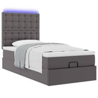 Ottoman bed met matras en LED's 90x190cm kunstleer grijs - thumbnail
