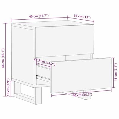 Nachtkastje met lade 2 pcs Walnotenhout 40 x 33 x 46 cm