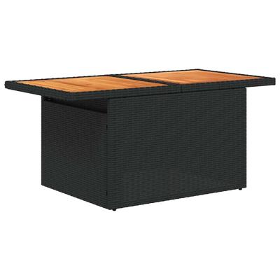 6-delige Loungeset met kussens poly rattan acacia zwart - thumbnail