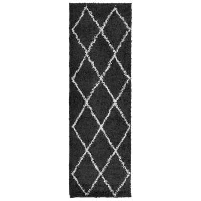 VidaXL Vloerkleed pamplona shaggy hoogpolig 80x250 cm zwart en crème