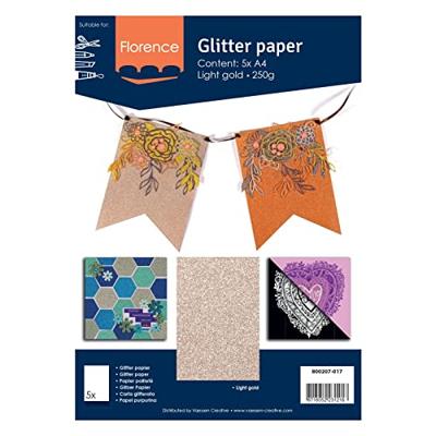 Florence • glitterpapier 250g a4 licht goud 5x