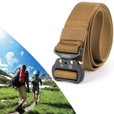 ENNIU 3.8 cm breed luchtvaart aluminium gesp nylon riem verstelbare multifunctionele trainings riemen (bruin)