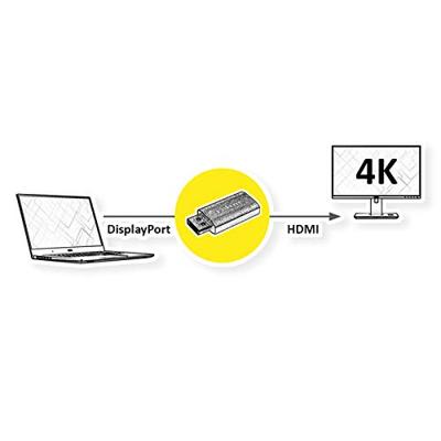 ROLINE GOLD 4K DisplayPort/HDMI Adapter, Actief, v1.2, DP Male - HDMI Female
