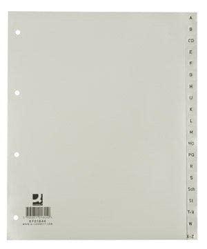 Q-CONNECT tabbladen, A4, PP, 11-gaatsperforatie, set van A-Z, 20 tabs, grijs