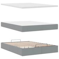 Ottoman bed met matras 140x190cm stof lichtgrijs - thumbnail