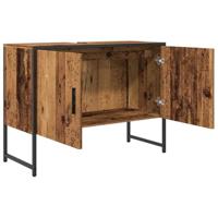 Badkamerkast 80x33x60 cm bewerkt hout oud houtkleurig - thumbnail