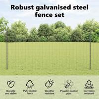 VidaXL Hek met paal grijs 1,2 x 10 m staal - thumbnail