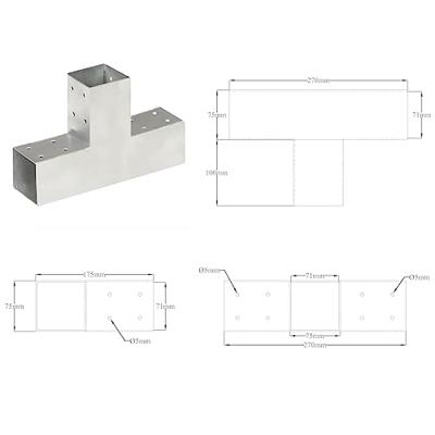 VidaXL Paalverbinding t-vorm 71x71 mm gegalvaniseerd metaal - thumbnail