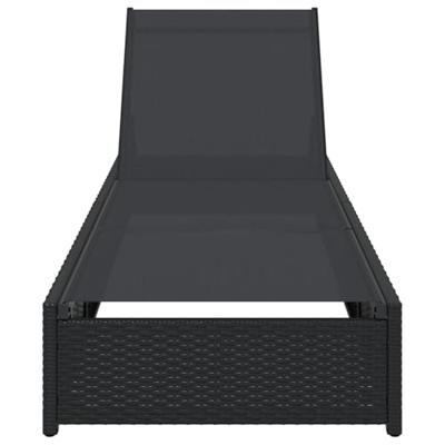 Ligstoel met kussen 1-persoon Zwart 60 x 200 x 27cm poly rattan