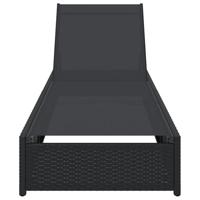 Ligstoel met kussen 1-persoon Zwart 60 x 200 x 27cm poly rattan - thumbnail
