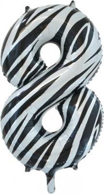 Folieballon Cijfer 8 Zebra (86cm)